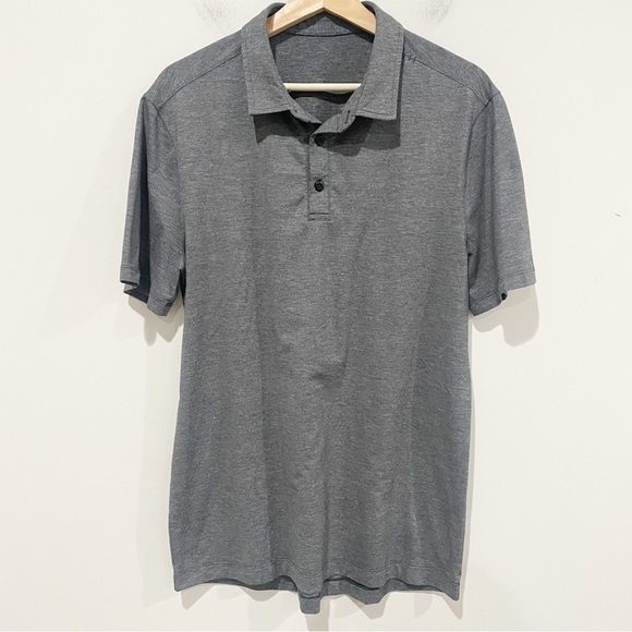 LULULEMON Evolution Polo Shirt Heathered Black Size Medium - Picture 1 of 8